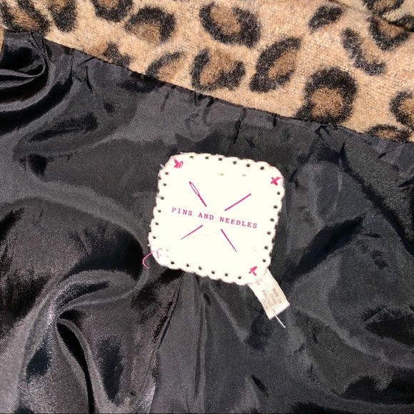 Anthropologie Pins+Needles Leopard Pea Coat Large - Picture 5 of 6